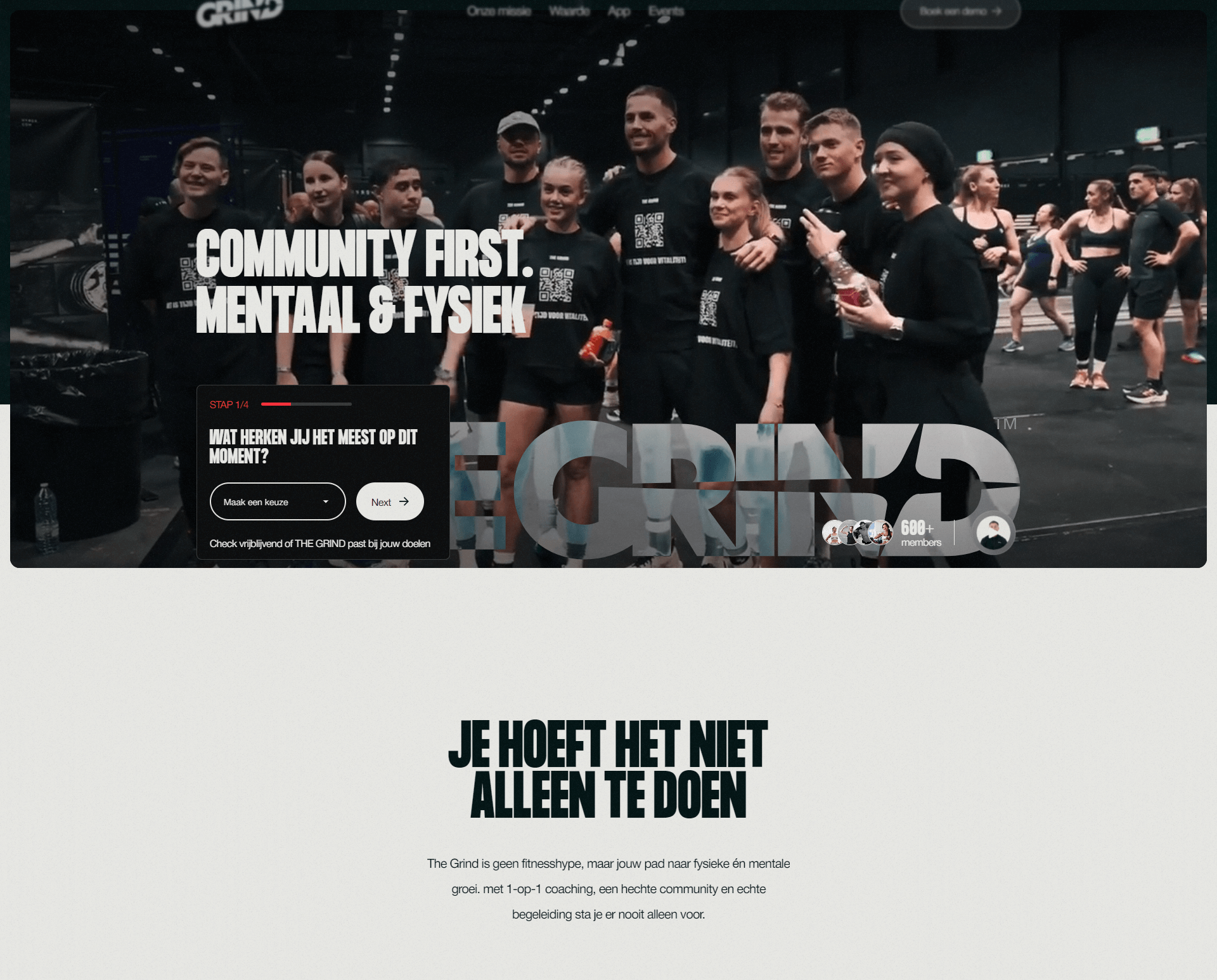 Voorbeeld van een websitepagina met opbouw en design