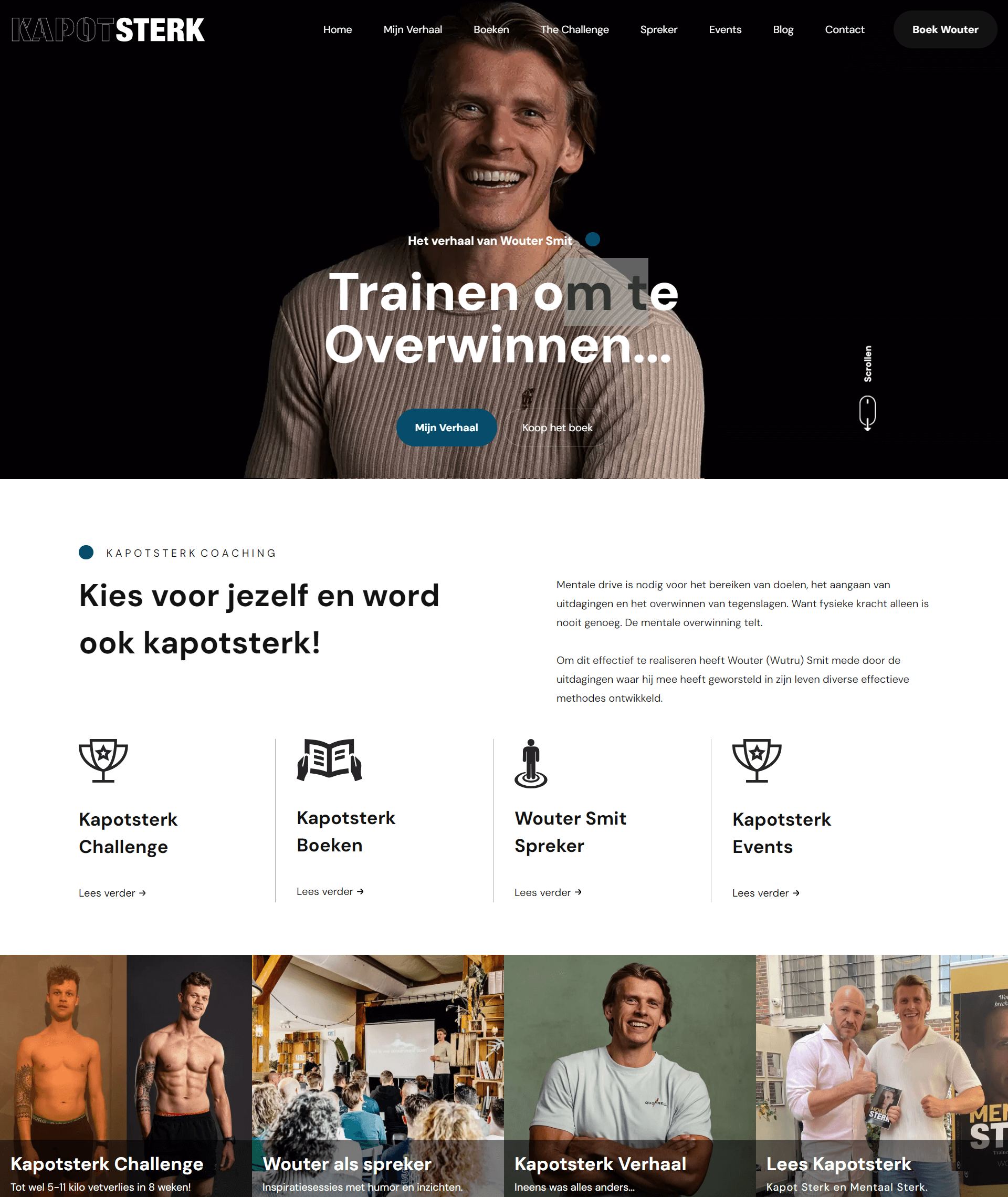 Voorbeeld van een websitepagina met opbouw en design