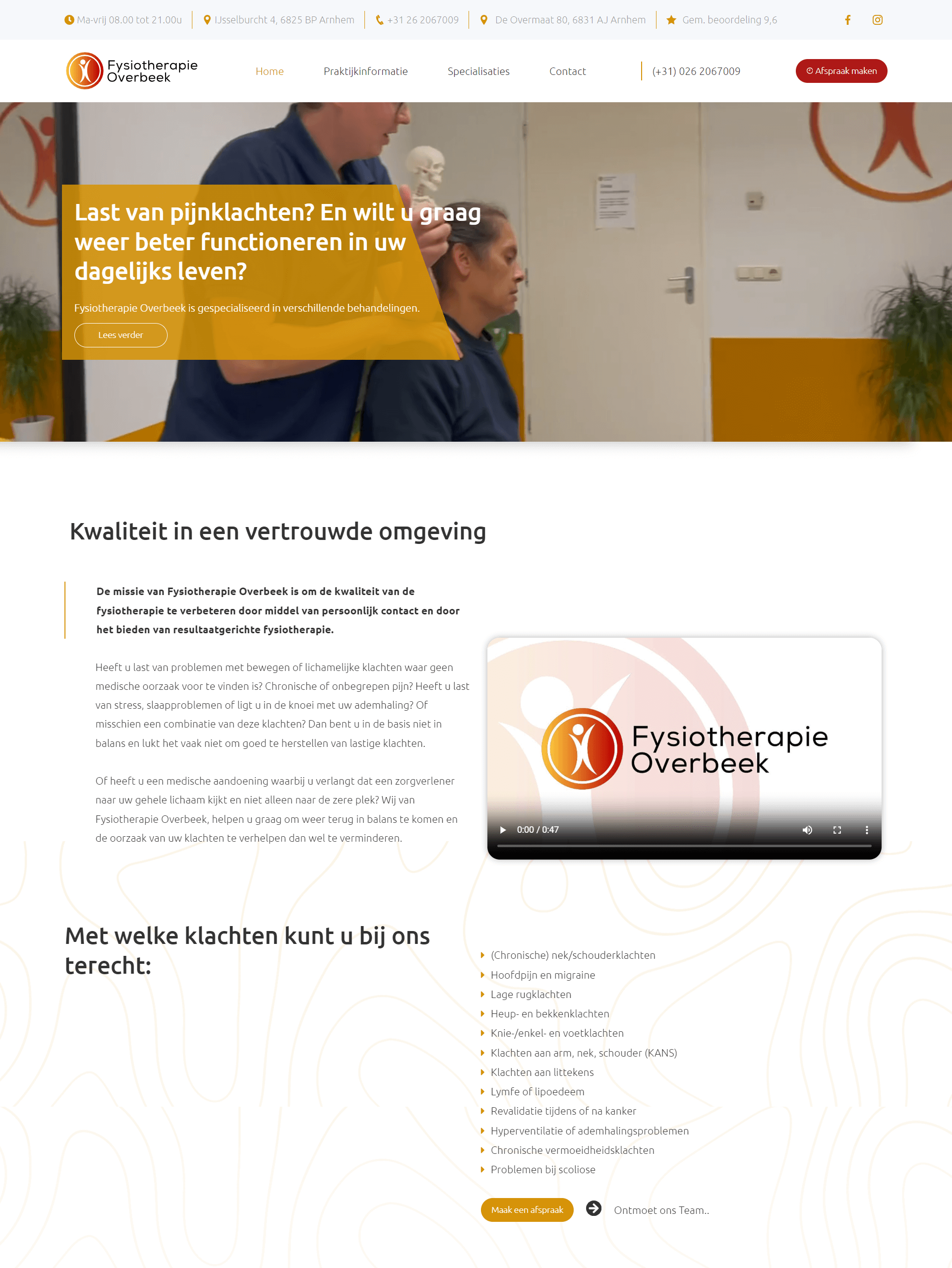 Voorbeeld van een websitepagina met opbouw en design