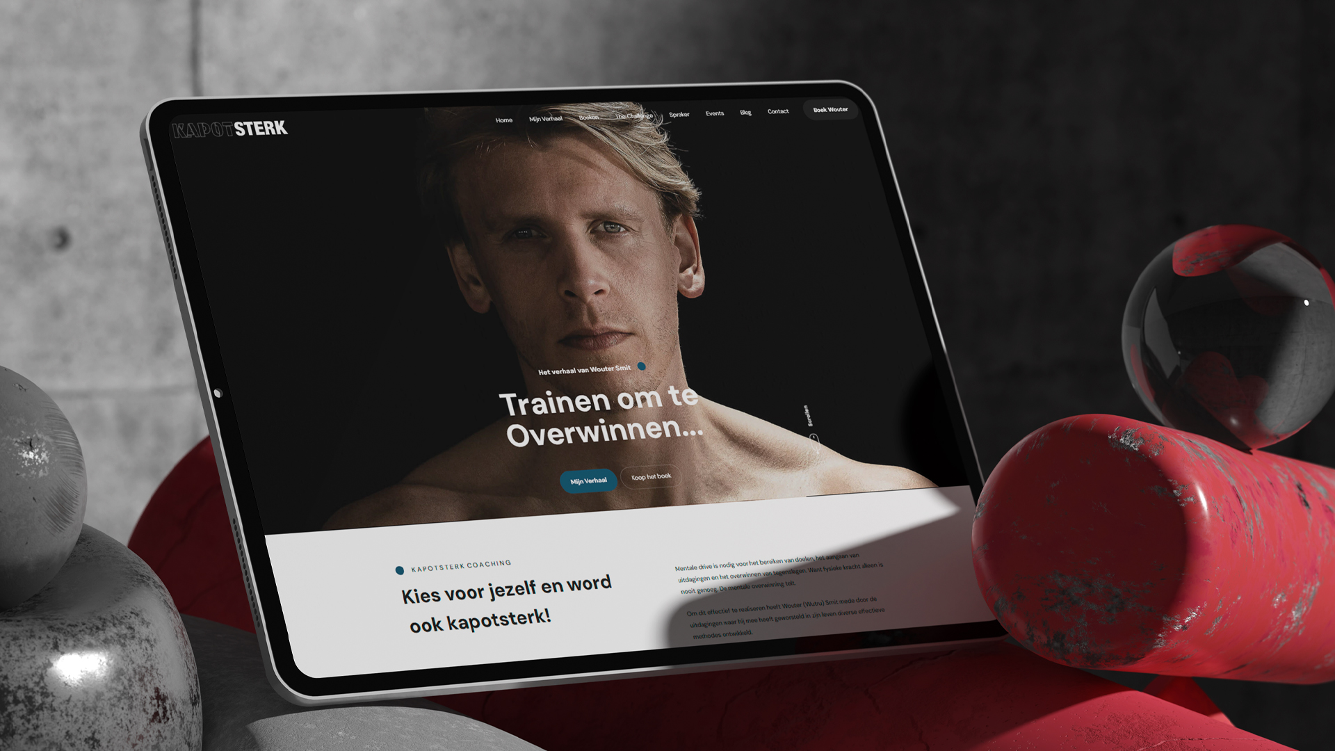 Homepage mockup van Kapot Sterk personal brand website