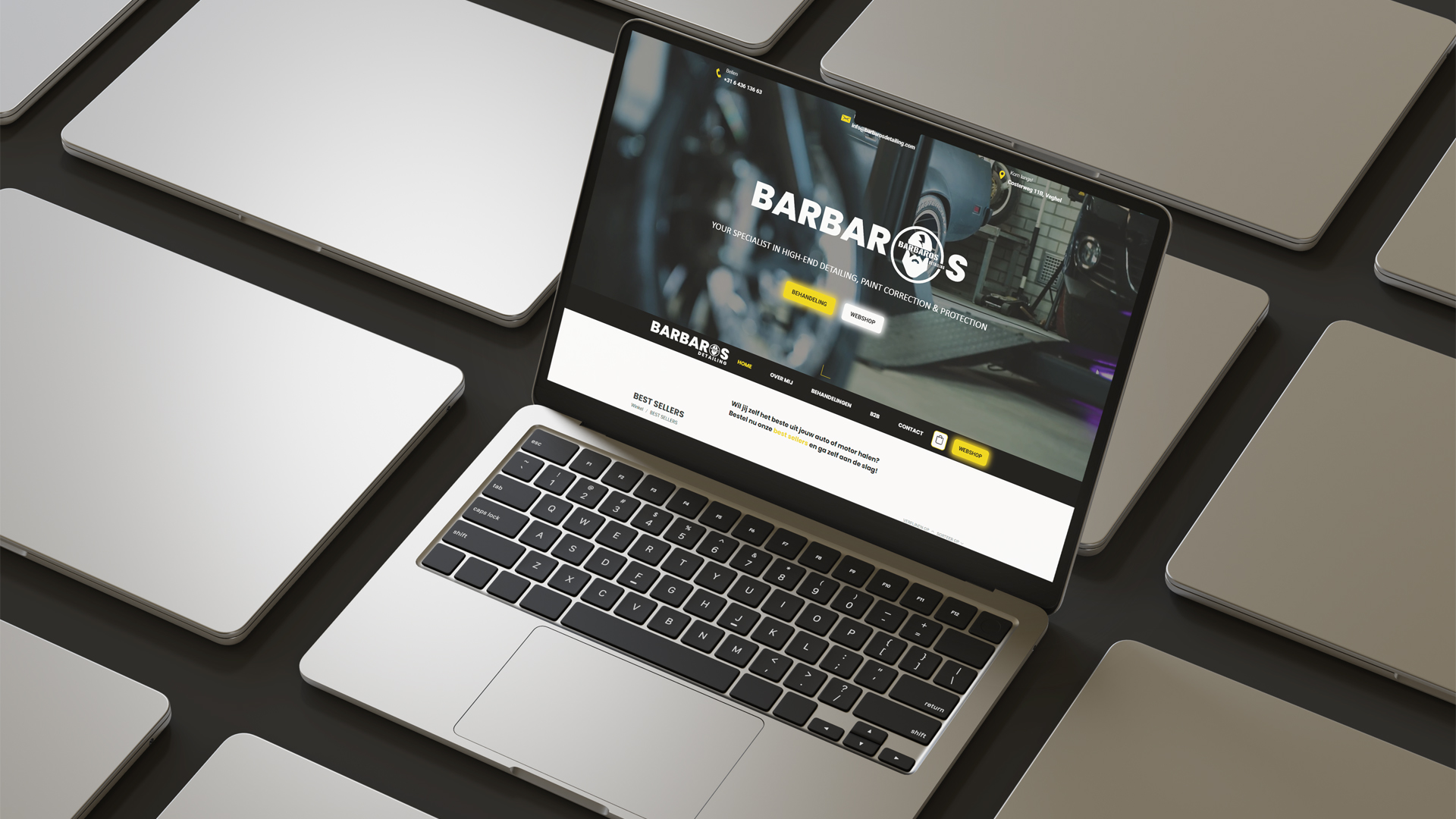 Website mockup van Renovion met renovatieprojecten