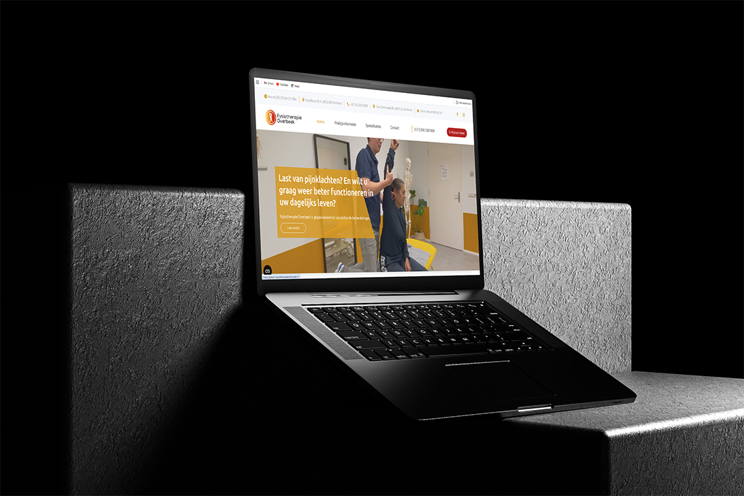 Homepage mockup van de Fysiotherapie Overbeek website